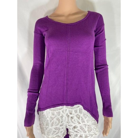 Marciano Women's Sweater Pullover Tunic Purple Wool Long Sleeves Round Neck XS - Picture 2 of 12